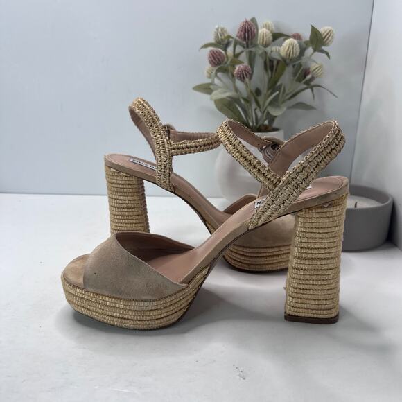 Steve Madden Strada Raffia Espadrille Block Heel Platform Women's 11 Summer - Picture 7 of 11